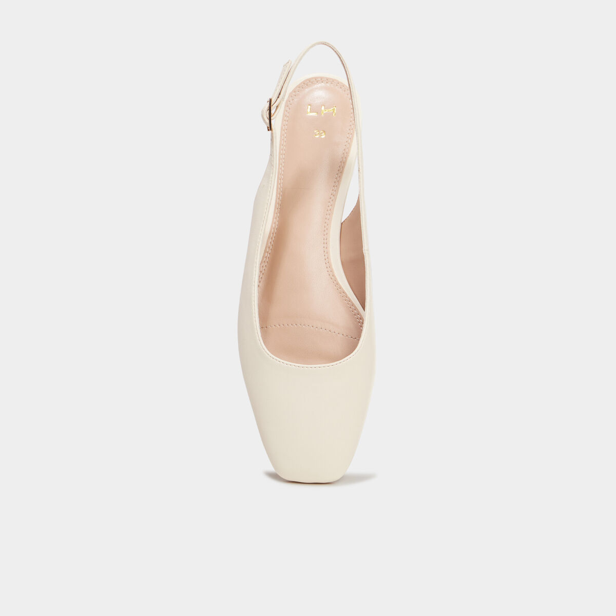 Ballerines slingback bouts carrés blanc femme