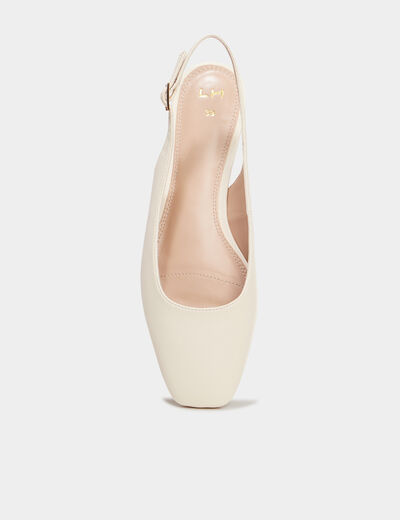 Ballerines slingback bouts carrés blanc femme