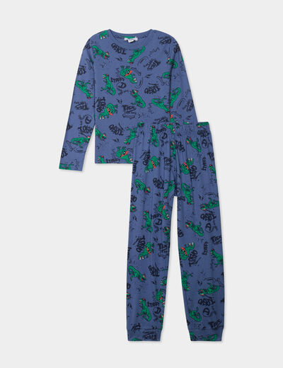 Ensemble pyjama 2 pièces coton bleu garçon