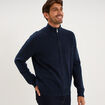 Gilet zipp&eacute; col montant manches longues bleu marine homme
