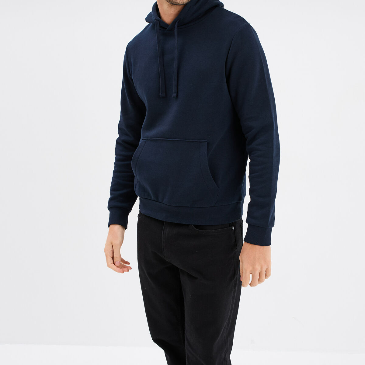 Sweat molleton &agrave; capuche hoodie bleu marine homme