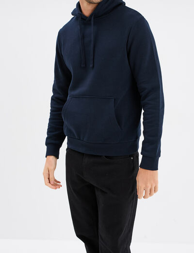 Sweat molleton à capuche hoodie bleu marine homme