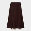 Jupe midi &eacute;vas&eacute;e taille &eacute;lastiqu&eacute;e marron fonc&eacute; femme