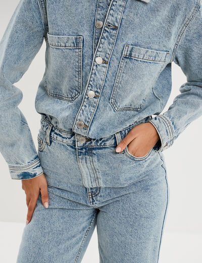 Combinaison pantalon en jean coton denim double stone femme