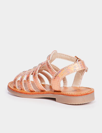 Sandales brides irisées aspect croco couleur argent fille