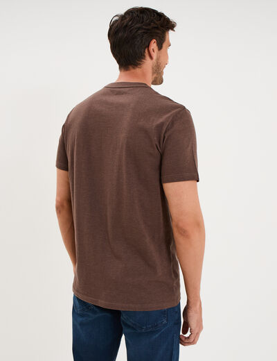 T-shirt manches courtes coton marron chocolat homme