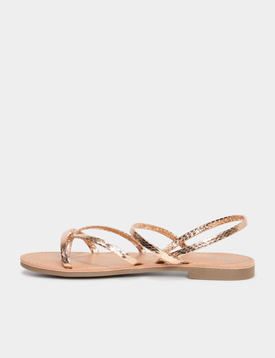 Sandales plates rose champagne femme