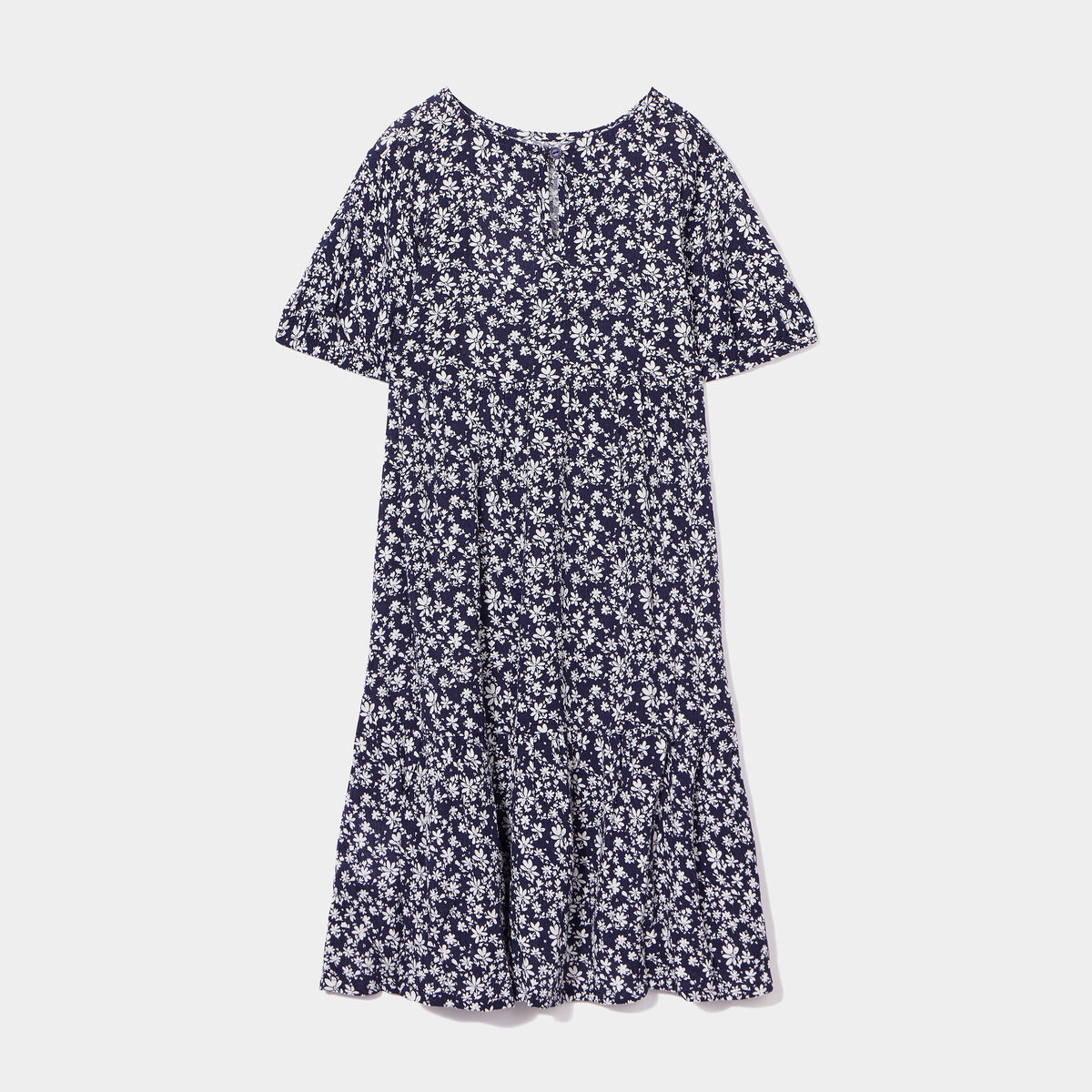 Robe longue trapèze manches ballons bleu marine fille