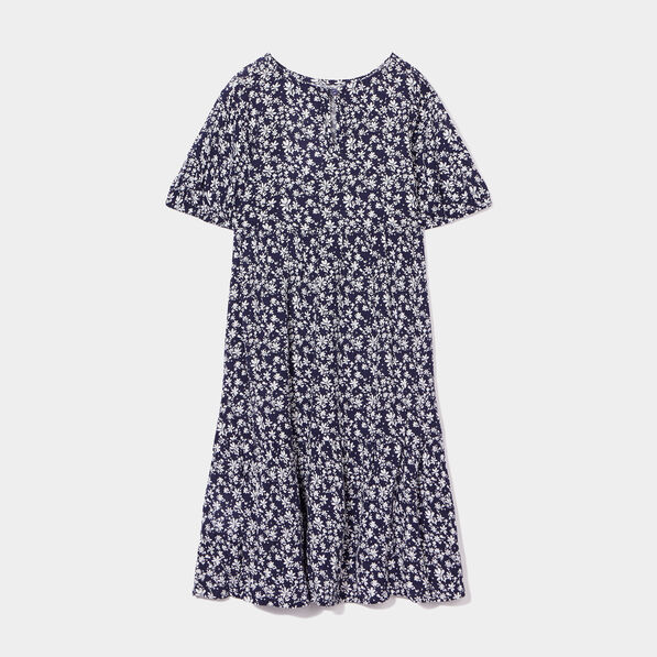 robe longue trapeze manches ballons bleu marine fille Robe longue trapèze manches ballons bleu marine fille