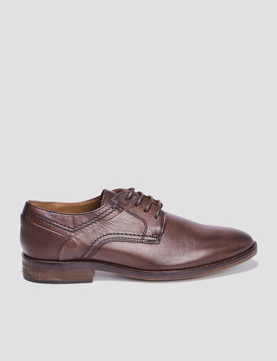 Derbies à lacets en cuir marron homme