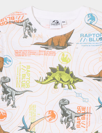 T-shirt manches courtes Jurassic World blanc garçon