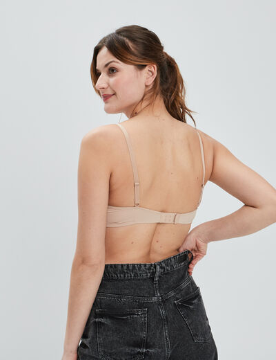 Soutien-gorge push up microfibre beige femme