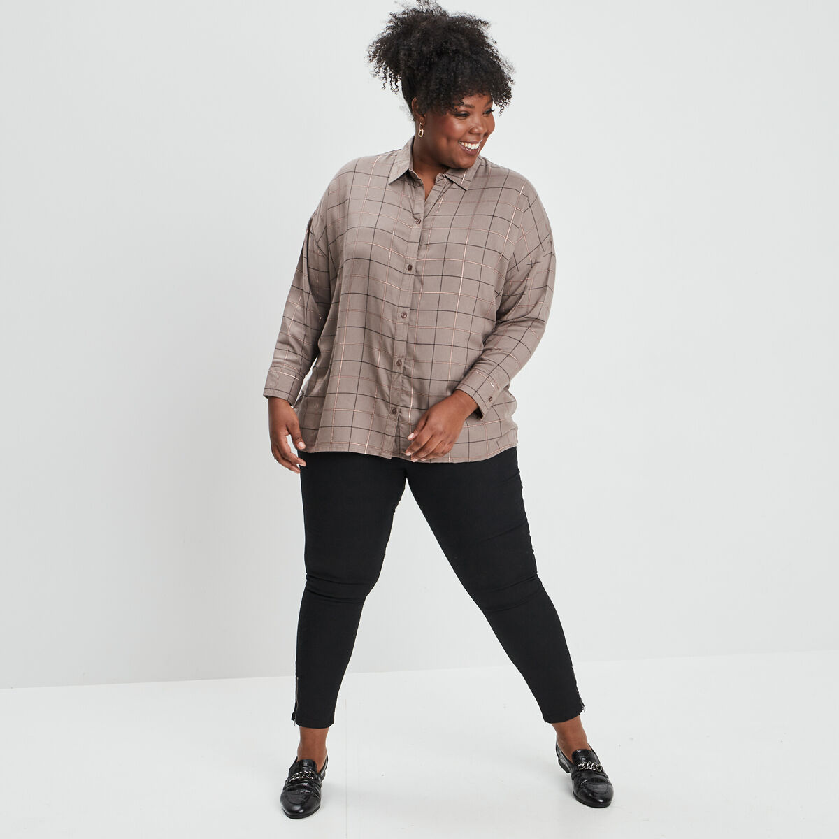 Pantalon slim 5 poches noir femme grande taille