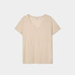 T-shirt col en V manches courtes beige femme grande taille