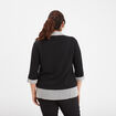 Pull 2-en-1 col chemise manches 3/4 noir femme grande taille