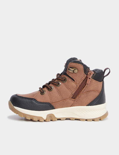 Boots zippées à lacets Trappeur camel garçon