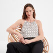 Blouse encolure américaine ecru femme