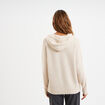 Pull &agrave; capuche manches longues ecru femme