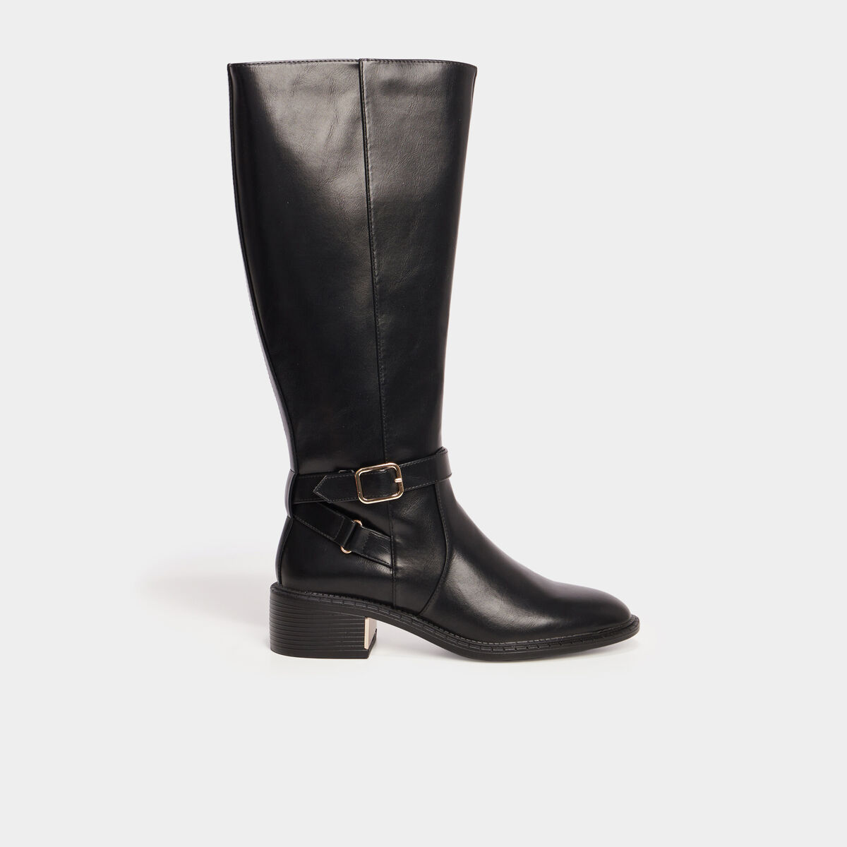 Bottes &agrave; talons avec boucles noir femme