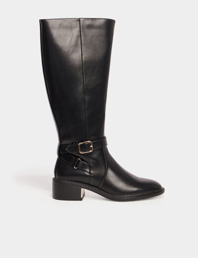 Bottes &agrave; talons avec boucles noir femme
