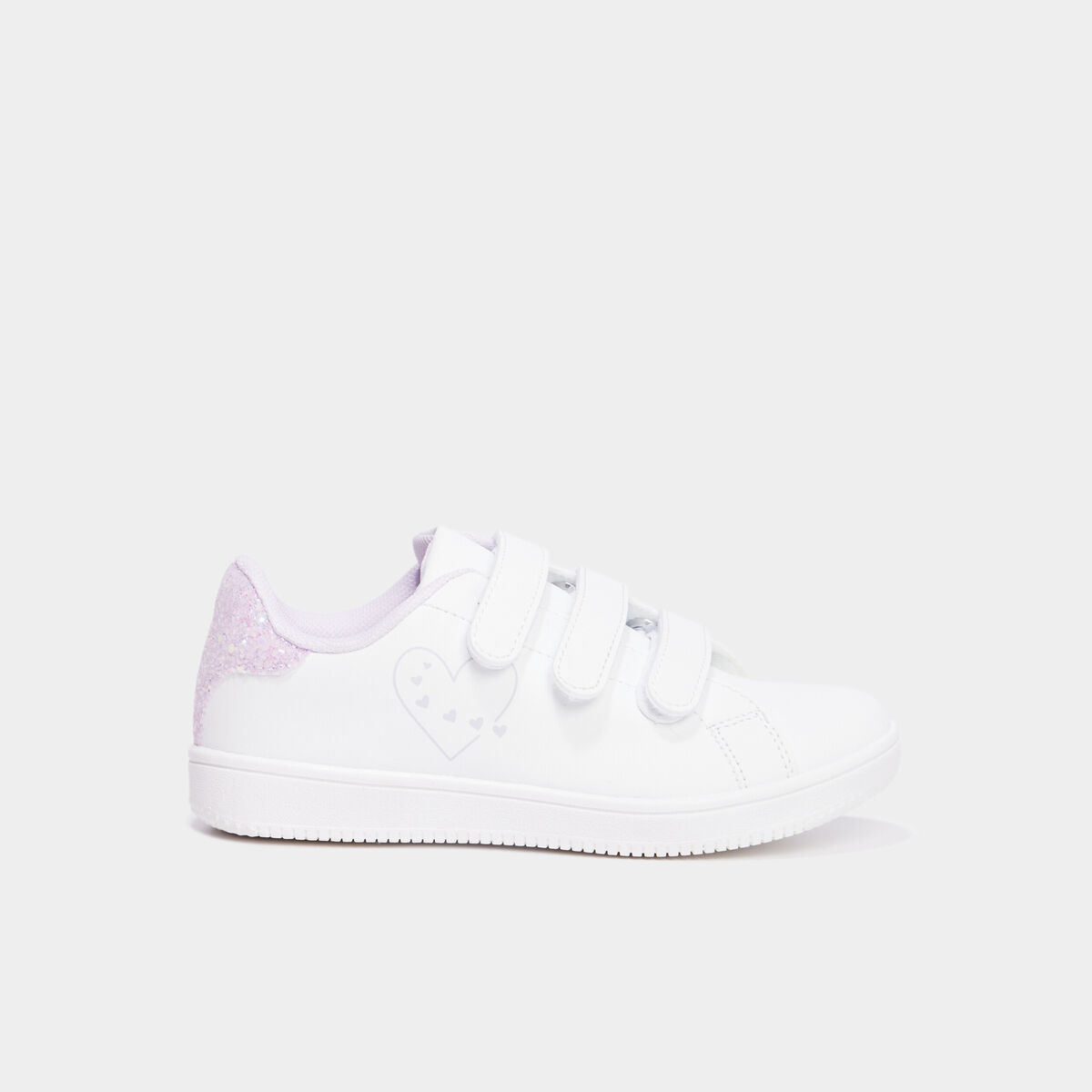 Tennis basses à scratchs blanc fille