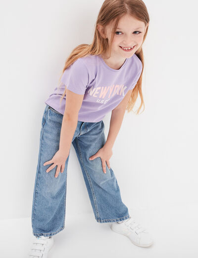 T-shirt coton manches courtes Creeks mauve fille