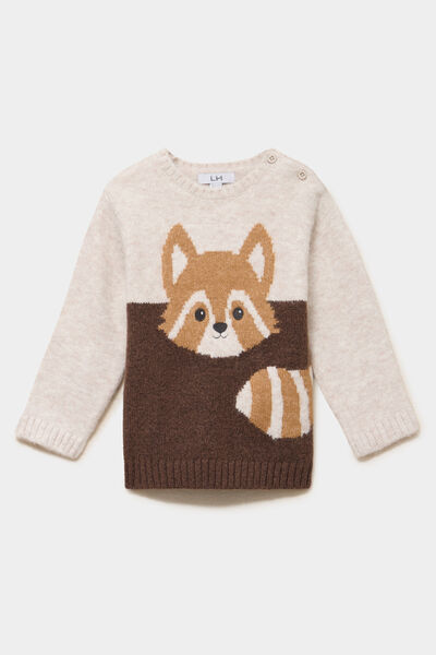 Pull &eacute;paule boutonn&eacute;e manches longues marron fonc&eacute; b&eacute;b&eacute; gar&ccedil;on
