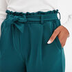 Pantalon city paperbag ceinturé 7/8ème vert canard femme