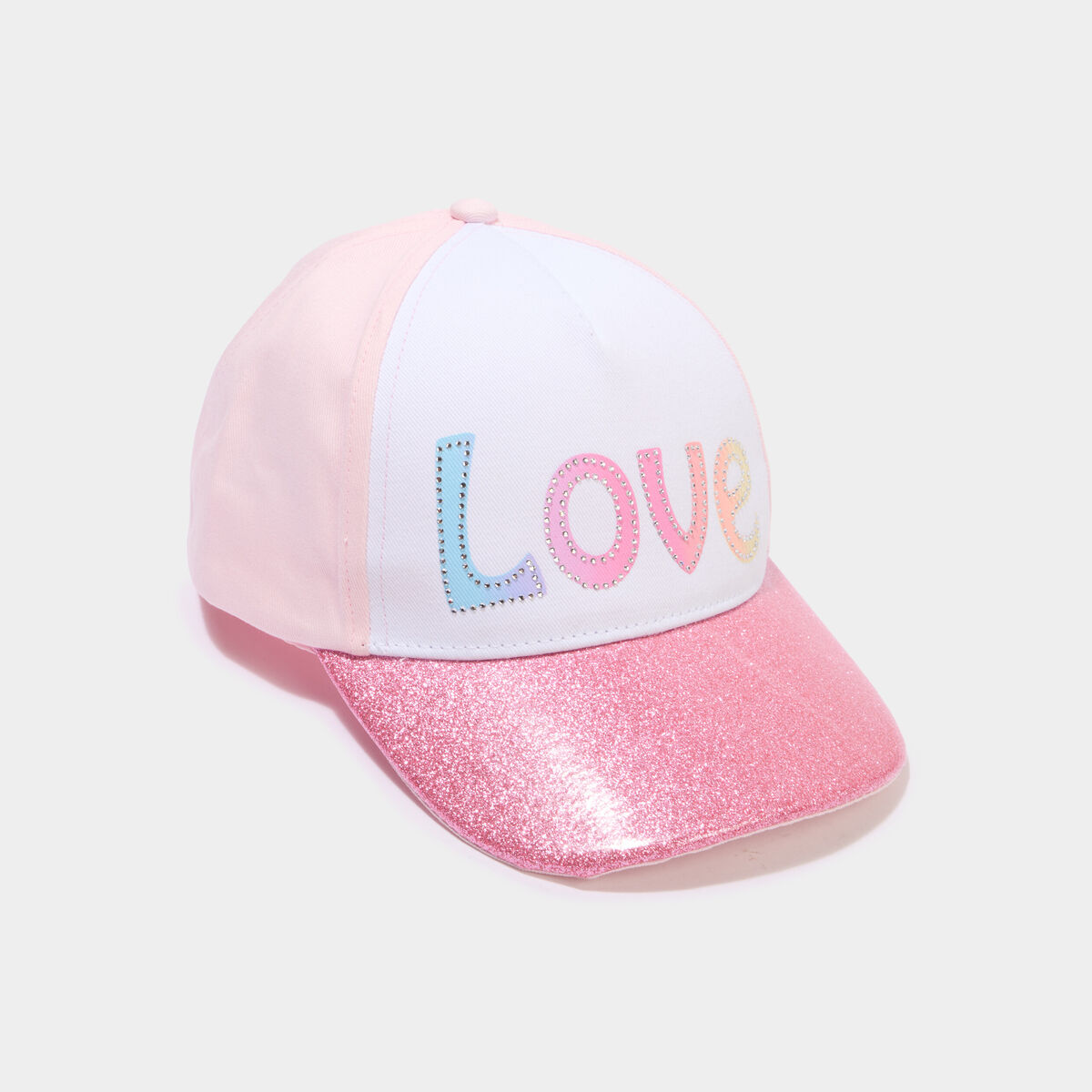 Casquette strass et paillettes rose fille