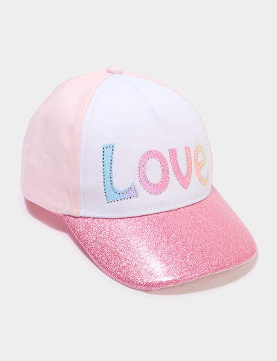 Casquette strass et paillettes rose fille