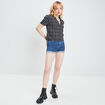 Chemise cropped coton noir femme