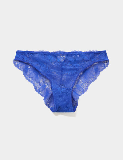 Shorty en dentelle bleu electrique femme