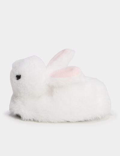 Mono chausson fausse fourrure blanc b&eacute;b&eacute; fille