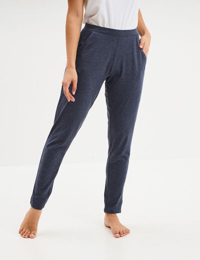 Pantalon de pyjama ajust&eacute; bleu femme