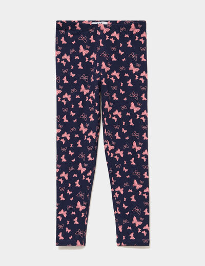 Legging taille &eacute;lastiqu&eacute;e coton bleu marine fille
