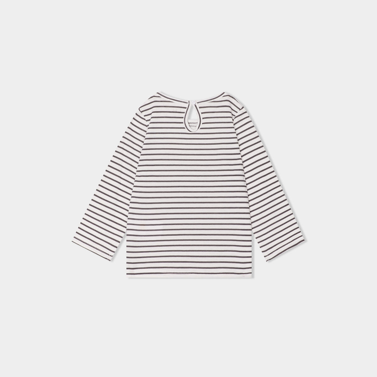 T-shirt manches longues col rond coton ecru bébé fille