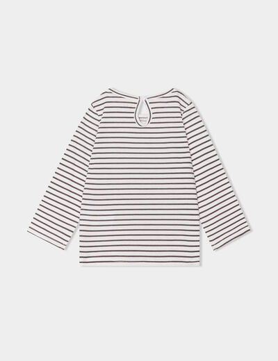T-shirt manches longues col rond coton ecru bébé fille