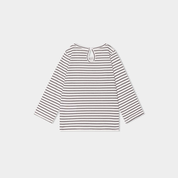 T-shirt manches longues col rond coton ecru bébé fille