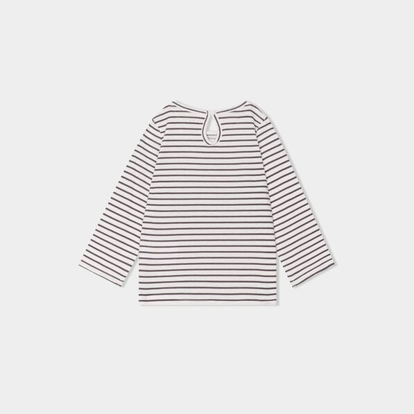 t shirt manches longues col rond coton ecru bebef T-shirt manches longues col rond coton ecru bébé fille