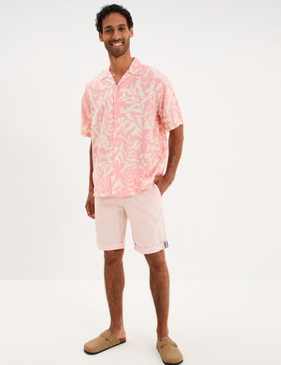Chemise l&eacute;g&egrave;re textur&eacute;e manches courtes rose homme