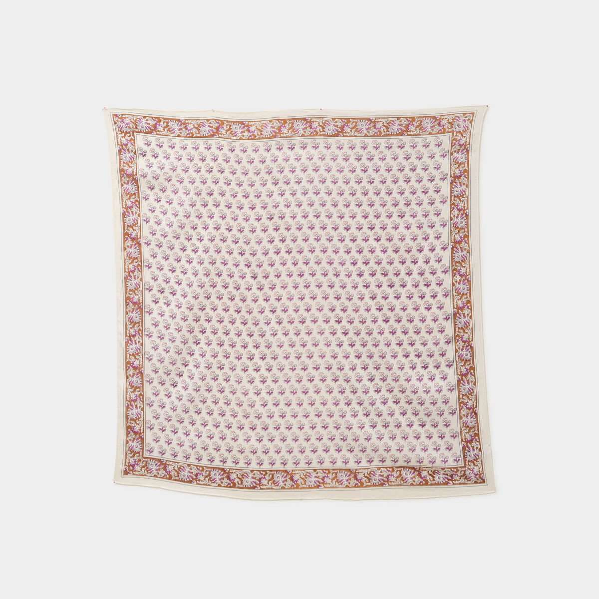 Foulard carr&eacute; coton ivoire femme