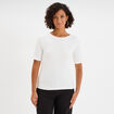 T-shirt col rond manches courtes coton blanc femme