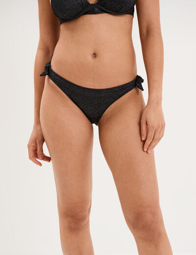 Bas de maillot de bain m&eacute;tallis&eacute; noir femme