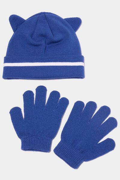 Ensemble bonnet et gants Sonic bleu gar&ccedil;on