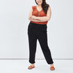 Pantalon sarouel droit noir femme grande taille