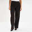 Pantalon taille haute droit avec pinces noir femme