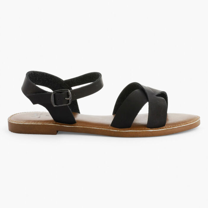 Sandales à lanières unies femme noir