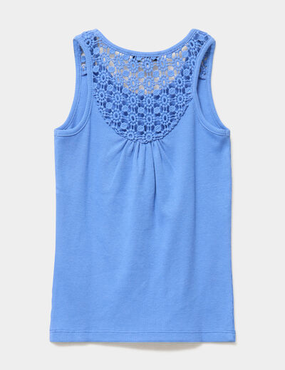 D&eacute;bardeur c&ocirc;tel&eacute; dos macram&eacute; bleu electrique fille