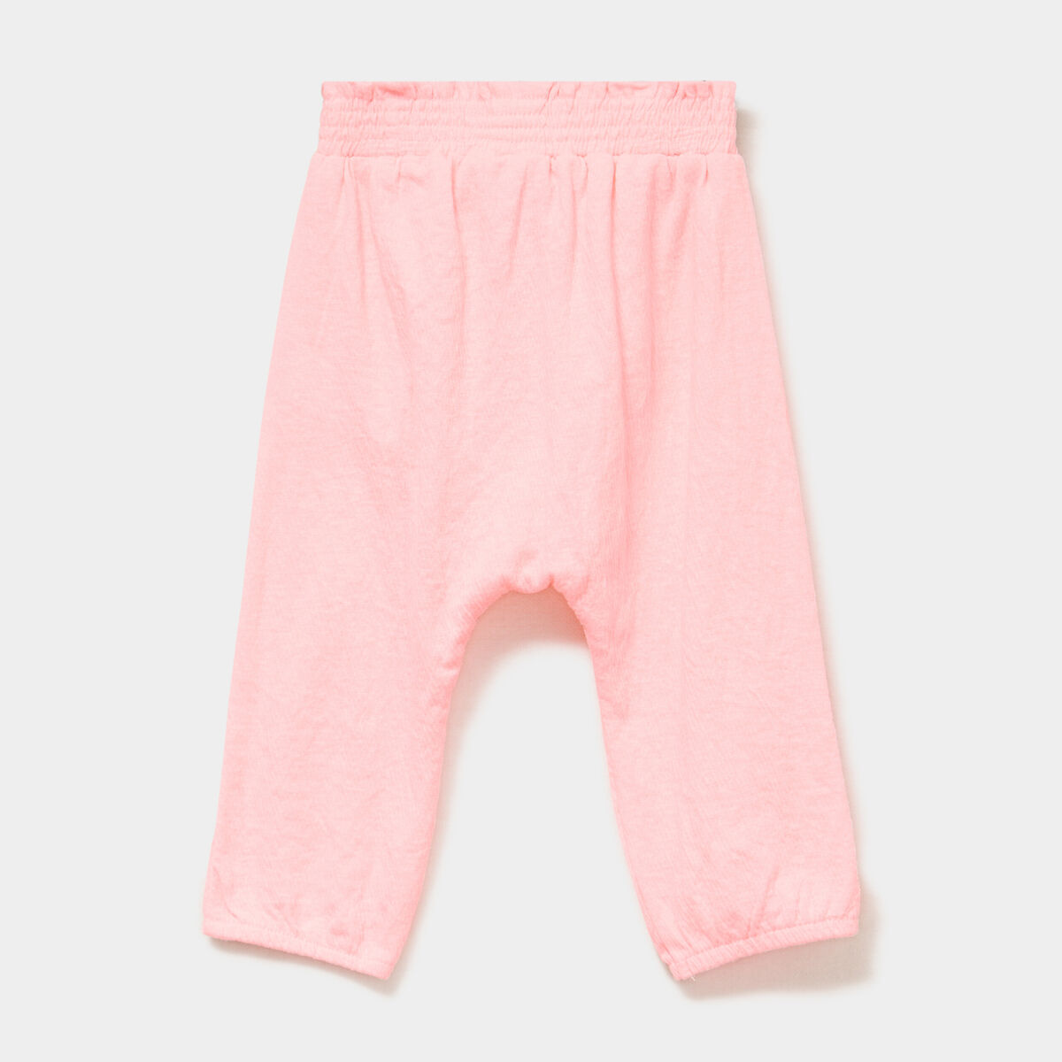 Pantalon fluide taille smock&eacute;e rose fluo b&eacute;b&eacute; fille