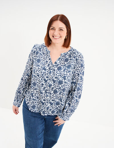 Blouse boutonn&eacute;e blanc femme grande taille